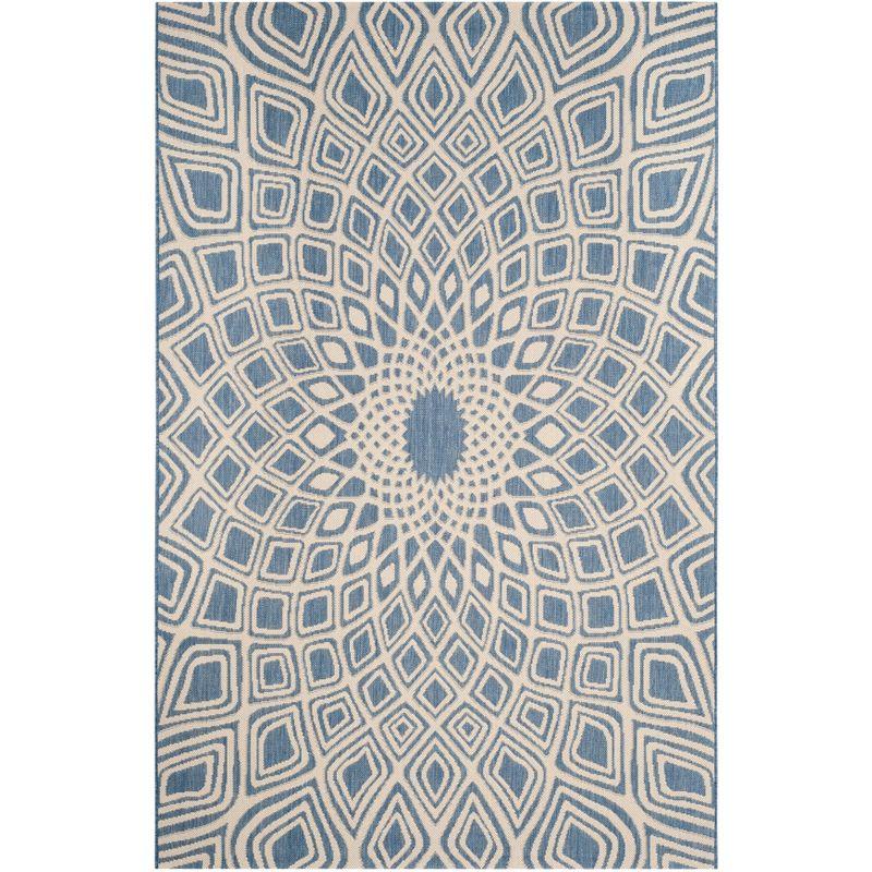 Courtyard CY6616 Power Loomed Indoor/Outdoor Area Rug - Blue/Beige - 5'3"x7'7" - Safavieh.