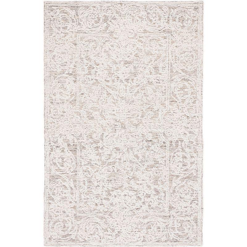 Ivory Abstract Hand-Tufted Wool Area Rug, 8' x 10'