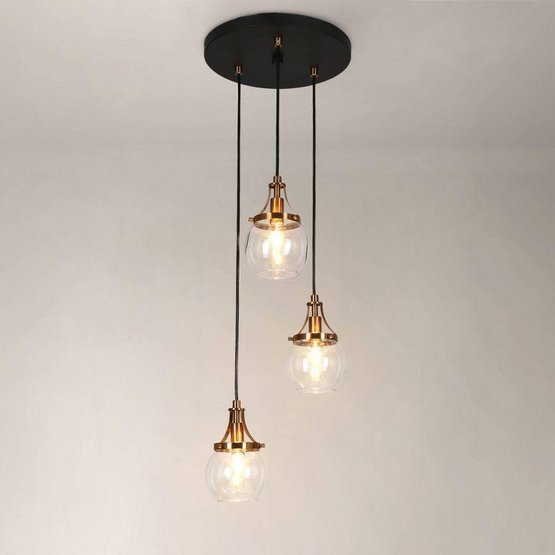 LNC Capensis Matte Black and Polished Gold Shaded LED Dry Rated Chandelier