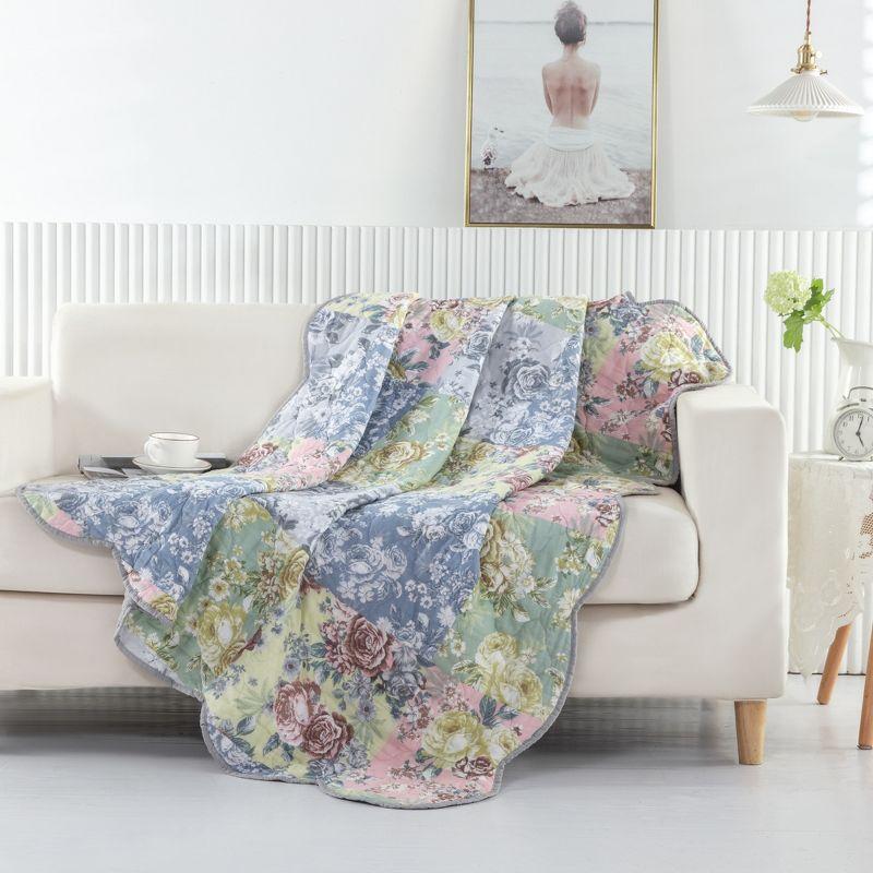 Emma Patchwork Floral Cotton Quilted Throw Blanket 50" x 60"