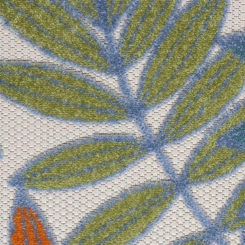 Nourison Aloha Floral Leaf Flatweave High-Low Indoor Outdoor Area Rug Ivory/Multi 2'8" x 4'