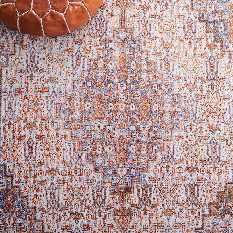 Tucson Beige and Rust Square Washable Area Rug