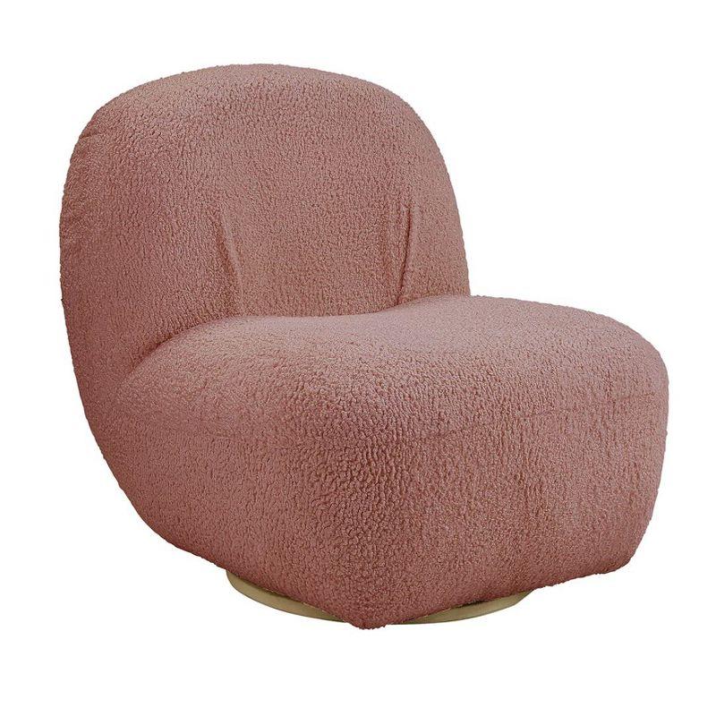 32" Yedaid Accent Chair Pink Teddy Faux Shearling - Acme Furniture: Swivel, Armless, Wood Composite Frame