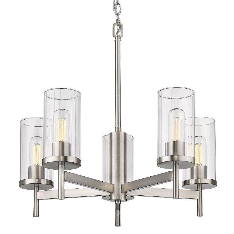 Winslett Pewter 5-Light Chandelier with Clear Glass Shades