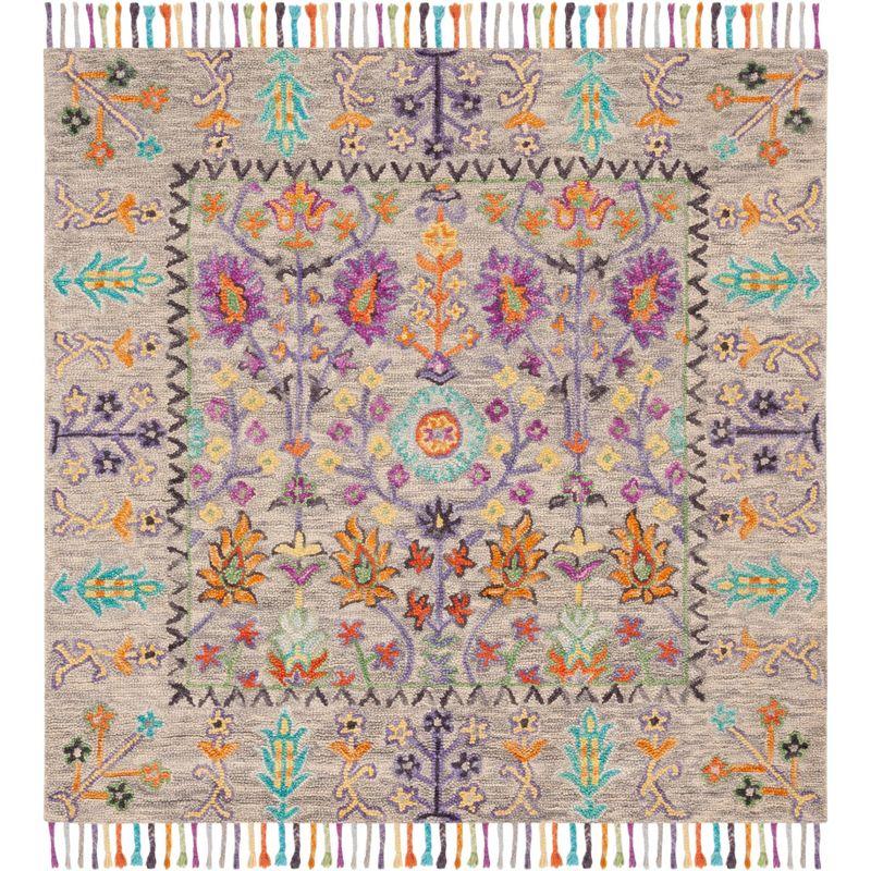 Blossom BLM453 Hand Tufted Indoor Area Rug - Grey/Multi - 6'x6' - Safavieh