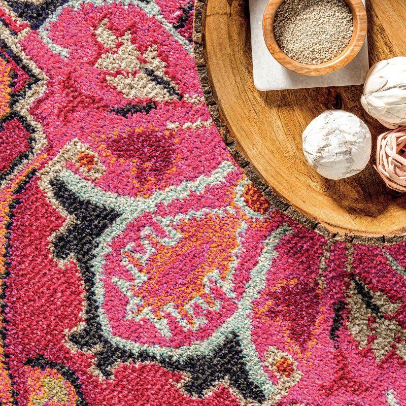 4'x6' Vintage Mackenzie Area Rug Pink - nuLOOM: Medallion Pattern, Low Pile, Indoor, Machine Made, Jute Backing
