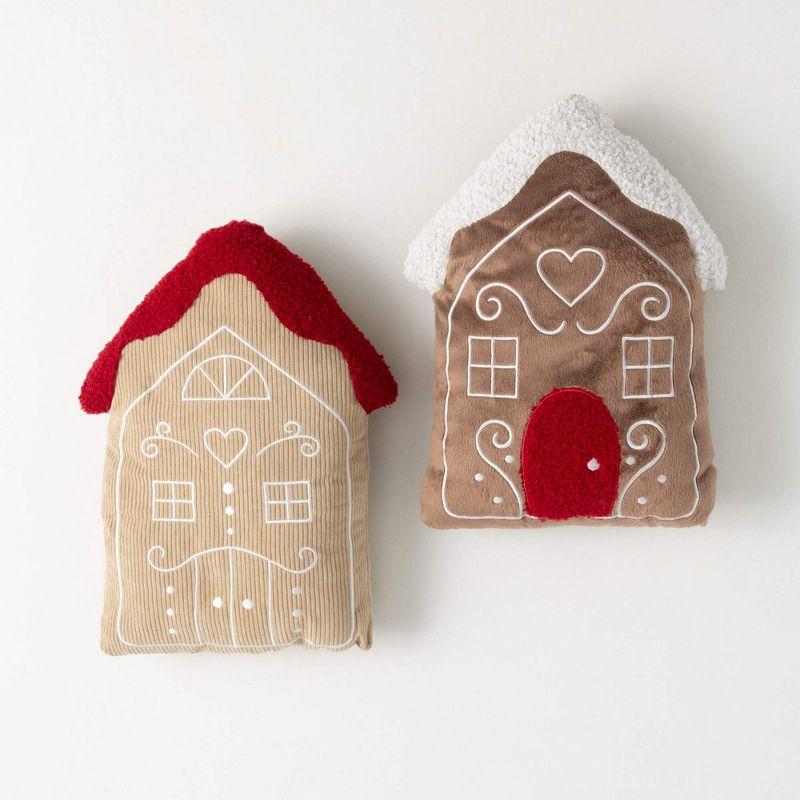 14" Gingerbread House Christmas Throw Pillows Set of 2, Multicolor (Set of 2)