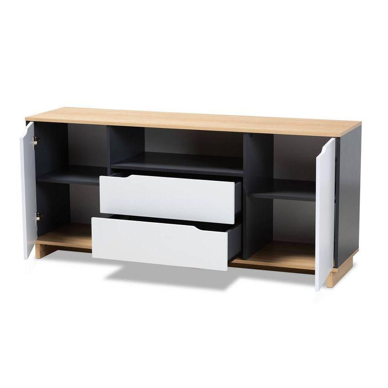 Reed 2 Door Wood Dining Room Sideboard Oak/Gray - Baxton Studio: Modern Storage Credenza with 5 Shelves & 2 Drawers