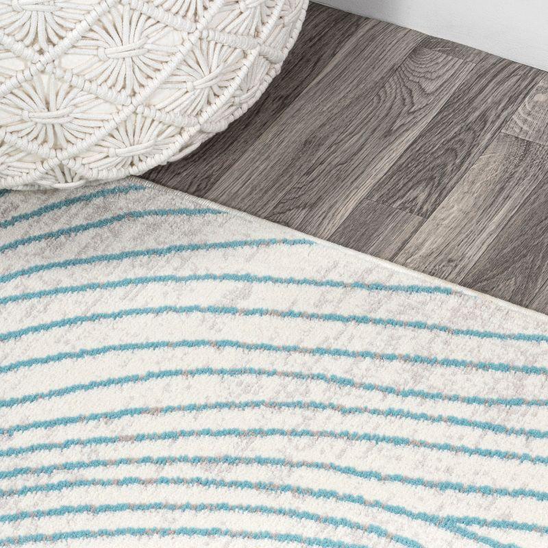 Coastal Geometric Blue Synthetic 4' x 6' Area Rug