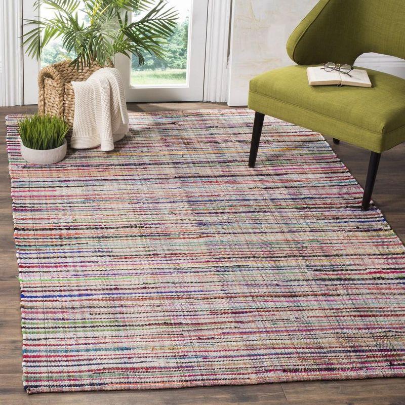 Rag Rug RAR240 Hand Woven Indoor Area Rug - Ivory/Multi - 4'x6' - Safavieh.