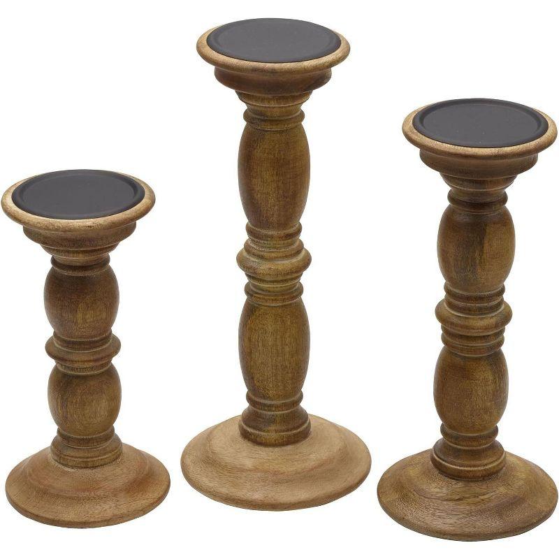 Elements 3 Piece Wood Tabletop Candlestick Set