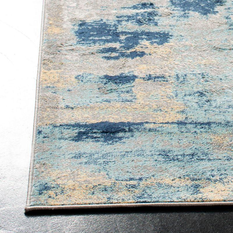 Abstract Grey and Gold Synthetic 3' x 5' Easy-Care Area Rug