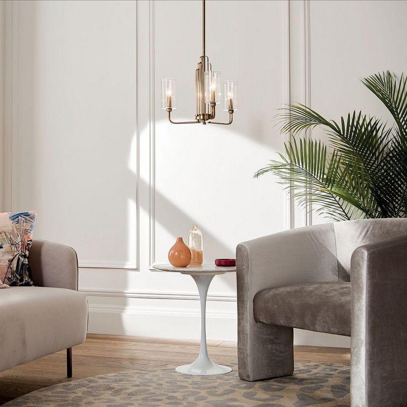 Kimrose™ 3 Light Chandelier with Clear Fluted Glass Brushed Natural Brass