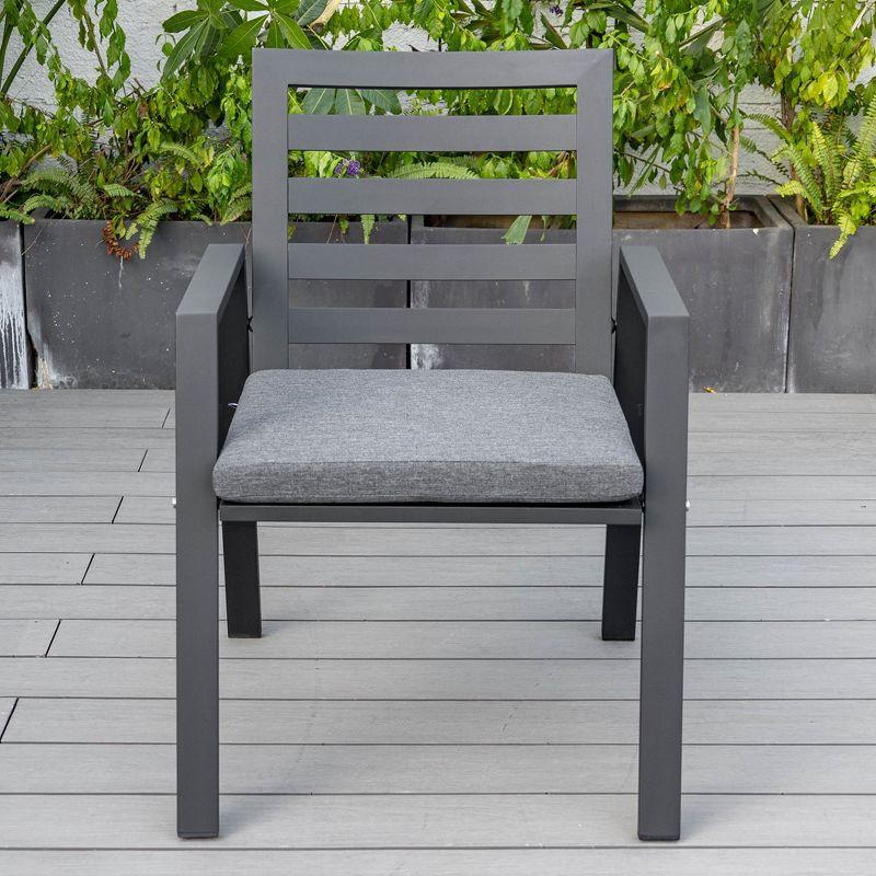 LeisureMod Chelsea Modern Patio Dining Armchair in Aluminum with Removable Cushions Set of 4