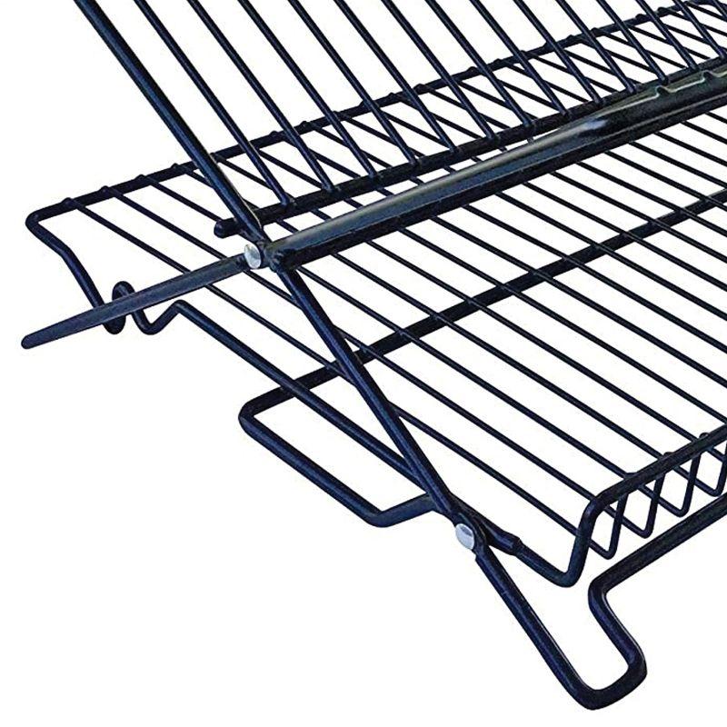 Black Metal Foldable Dish Rack with Utensil Cup