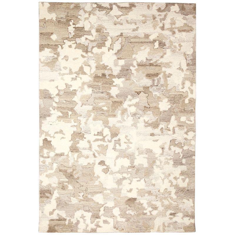 Ivory Abstract Tufted Wool Rectangular Rug 3'6" x 5'6"