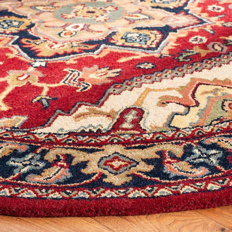 Heritage HG625 Handmade Area Rug - 3'6" Round - Red - Safavieh