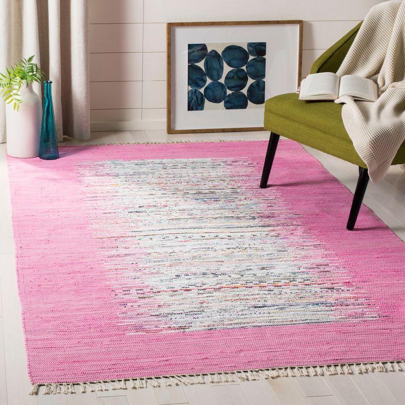 Coastal Charm Ivory & Pink Hand-Woven Cotton 5' x 8' Area Rug