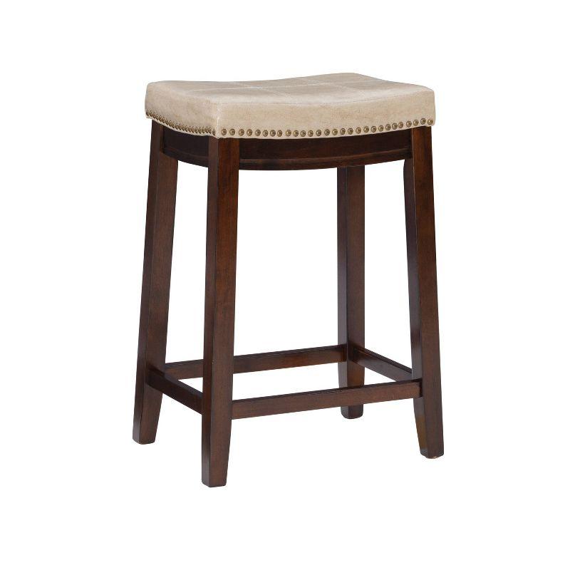 3pc Claridge Backless Stools Counter Height Dining Set Brown/Beige - Linon: Rubberwood, Padded Seat, Nesting Design