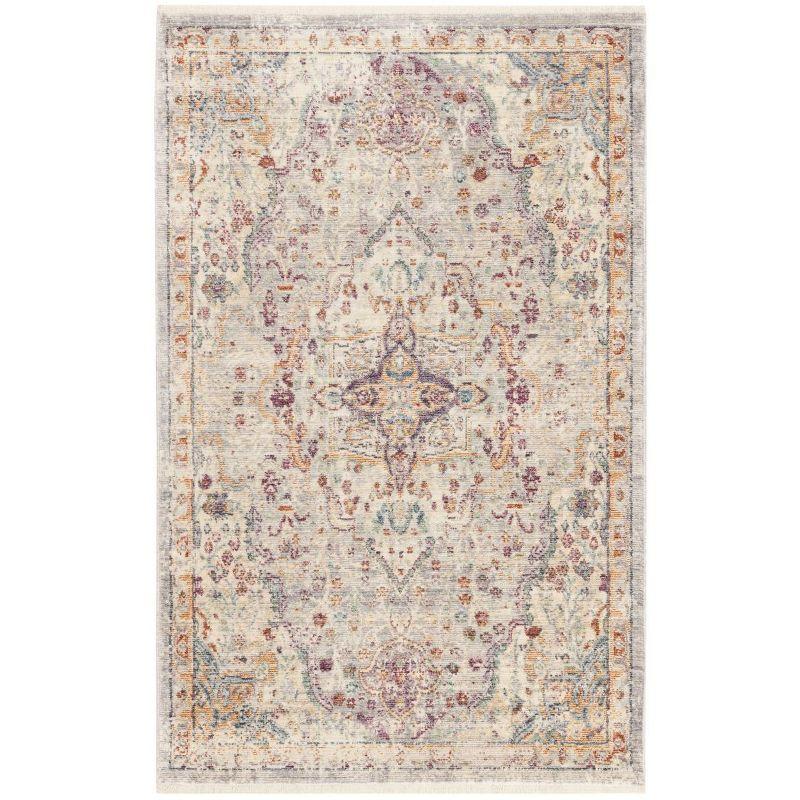 Elegant Gray Hand-Knotted Illusion Area Rug with Viscose Sheen