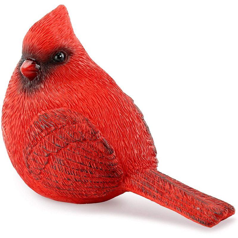 Darware Cardinal Figurines, 2pc Set; Resin Red Bird Statue Figures for Christmas and Seasonal Decor; Large 5.5 x 4 Inch Figures