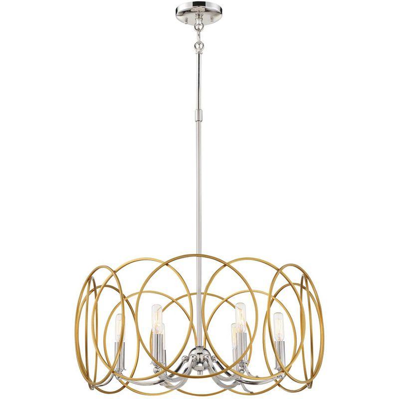 Minka Lavery Honey Gold Polished Nickel Chandelier 24 3/4" Wide Modern 6-Light Fixture for Dining Room House Foyer Kitchen Bedroom