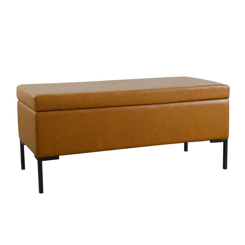 Carmel Faux Leather Large Storage Bench with Metal Legs