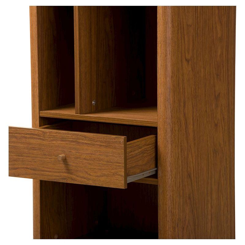 Ellingham Mid-century Retro Modern Sideboard Storage Cabinet Bookcase Organizer - Walnut - Baxton Studio: 3-Shelf Wooden Composite Storage