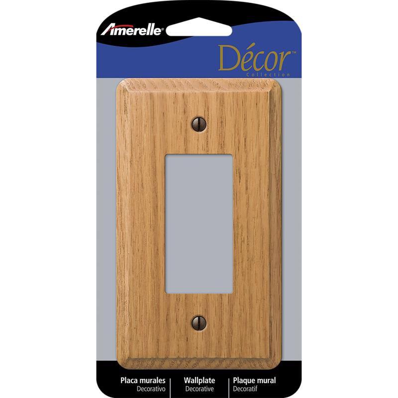 Light Oak Wood 1-Gang Decorator Wall Plate