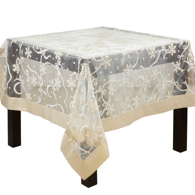 Saro Lifestyle Snowflake and Ribbon Design Tablecloth