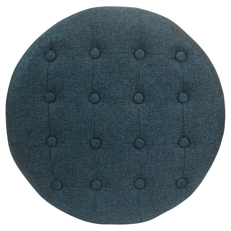Boho Tufted Storage Ottoman Purple - HomePop: Round, Footstool, Wood Legs, 250lb Capacity