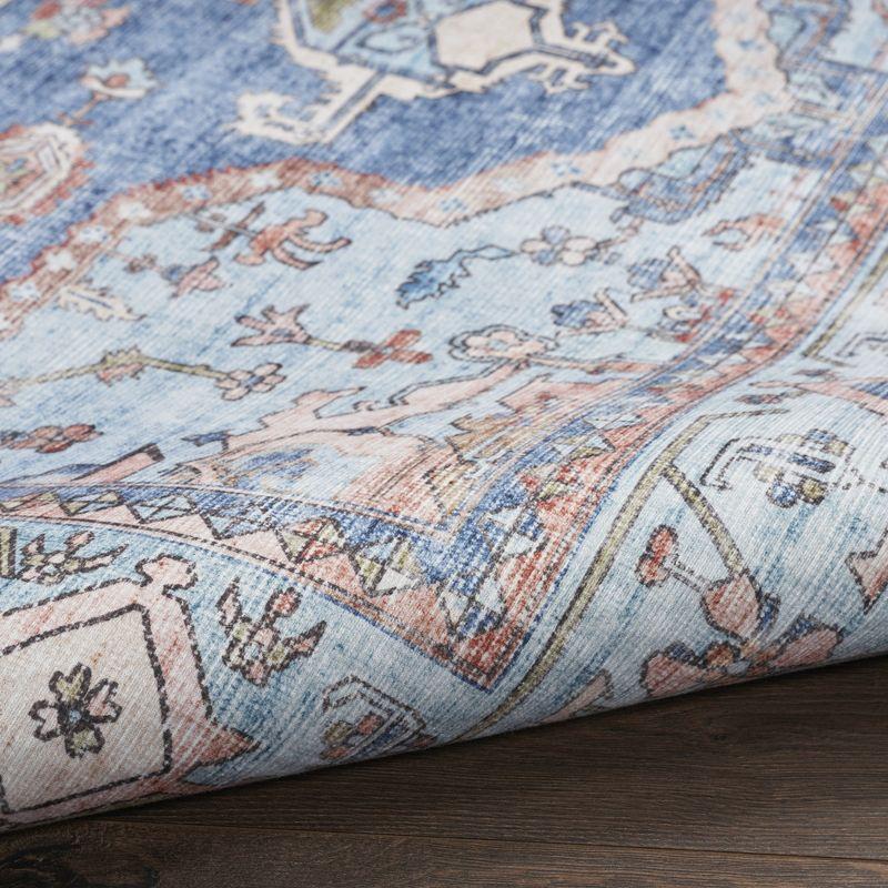Nourison Fulton Bordered Medallion Non-Slip Flatwoven Indoor Rug Blue 2'3" x 7'6"