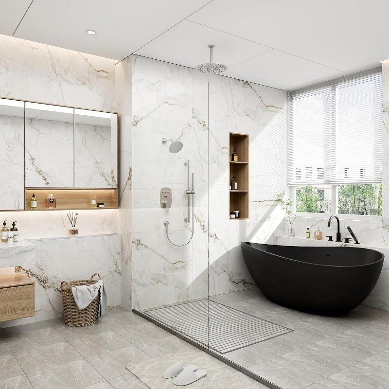 CASAINC BR01008SX12BN Rainfall Symphony 12inch Dual Showerhead Temperature Display Shower System with 2 in 1 Slider Bar Shower Handheld