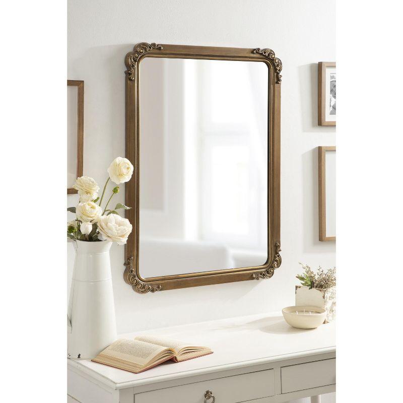 Elegant Ivette Gold Rectangular Mirror with Baroque Garland Detail, 25x35