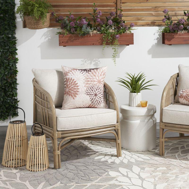 Mina Victory Aloha Floral Tropical Outdoor Throw Pillow Natural 20" x 20"