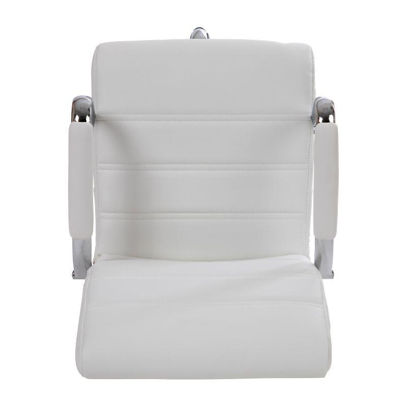 Modern White LeatherSoft Swivel Drafting Chair with Chrome Base