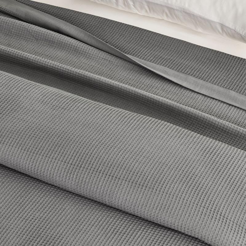 100% Cotton Lightweight Waffle Weave Summer Bed Blanket - Great Bay Home (Twin, Light Grey)