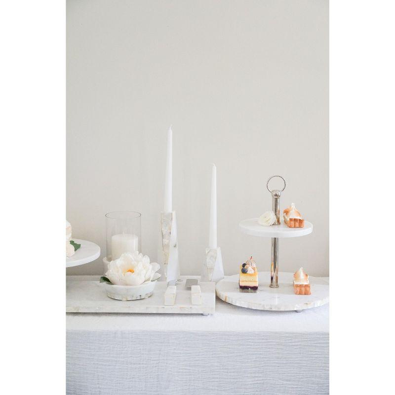 Mother Of Pearl Marble Marble Tabletop Candlestick