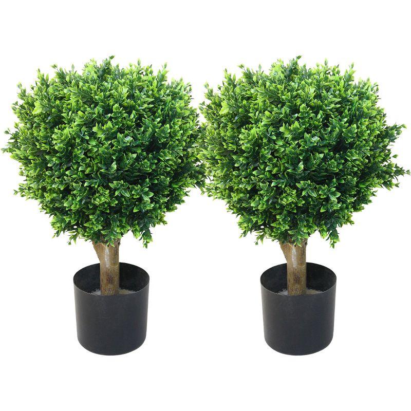 Set of Two 24-Inch UV-Resistant Hedyotis Topiary Trees