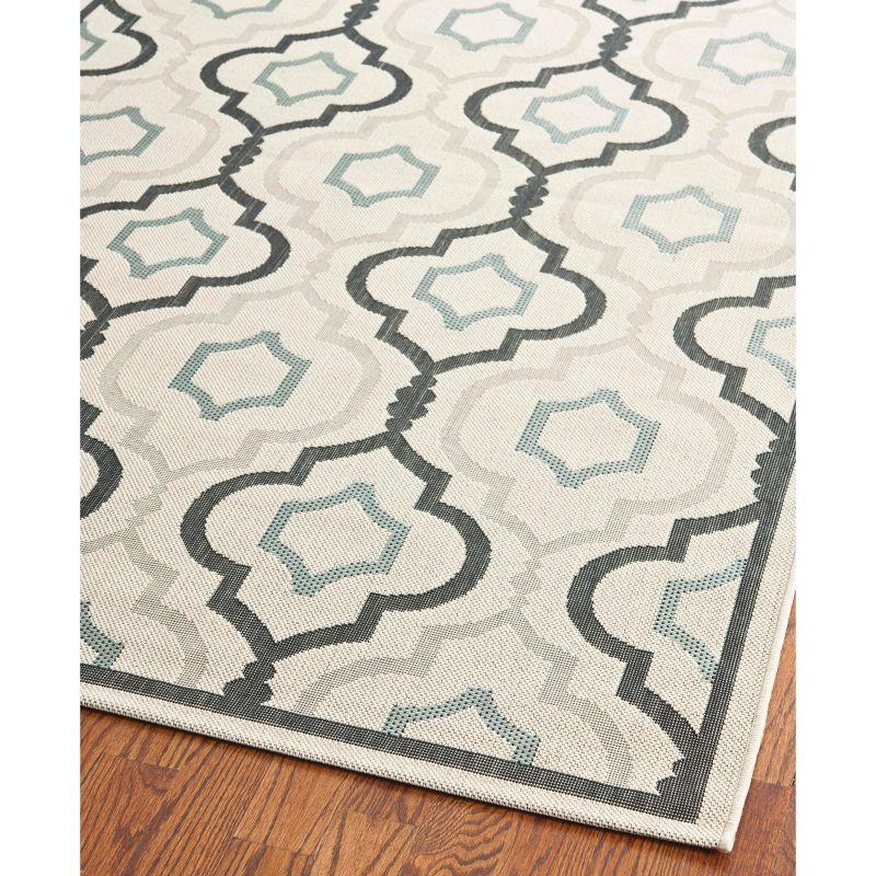 Courtyard Brookstone CY7938 UV & Stain Resistant Non-Shedding Power Loomed Indoor/Outdoor Area Rug - Beige/Dark Beig - 6'7"x6'7" - Safavieh