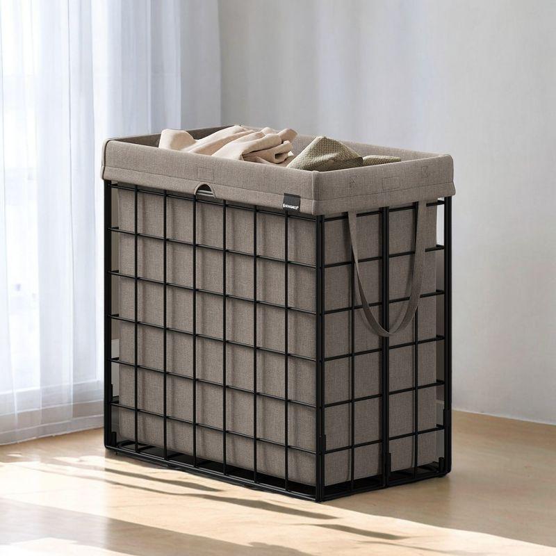Laundry Hamper with Removable Washable Liner, 29 Gal. (110L) Collapsible Clothes Basket with Metal Wire Frame Laundry Bin