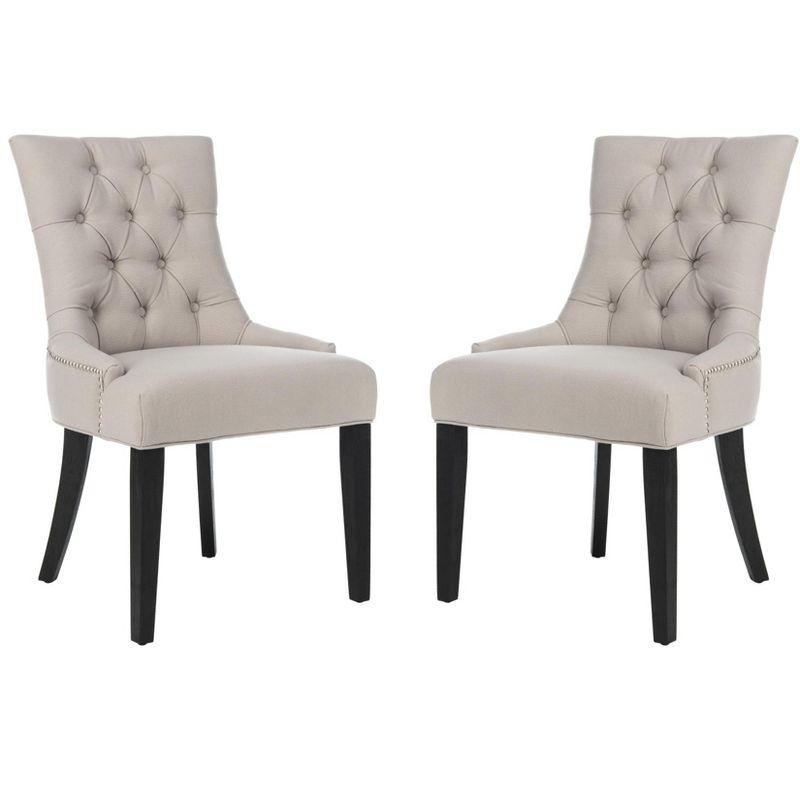 Abby 19" H Tufted Dining Chair With Nail Head Trim (Set of 2) - MCR4701 - Taupe - Safavieh Couture