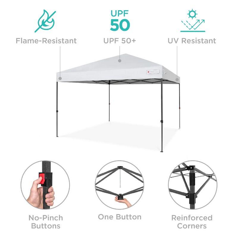 Best Choice Products 10x10ft Easy Setup Pop Up Canopy w/ 1-Button Setup, Wheeled Case, 4 Weight Bags