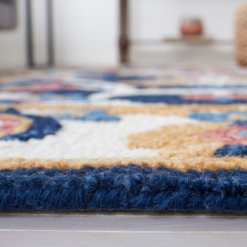 Countryside Blossom Hand-Tufted Blue Wool Area Rug - Easy Care, Reversible