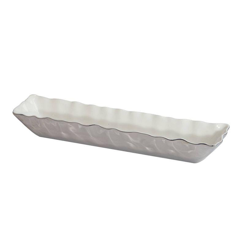 Certified International Silver Coast Metallic Glazed Porcelain Cracker Tray