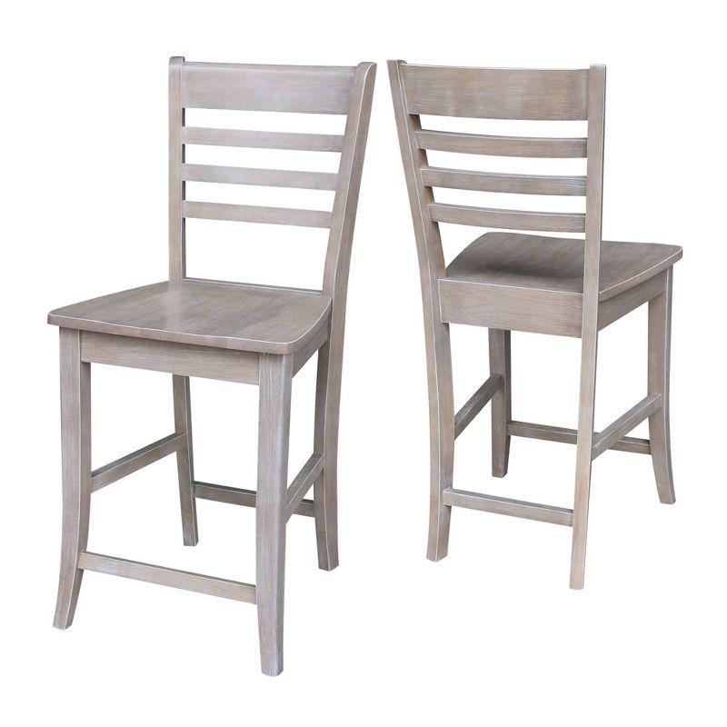 24" Roma Counter Height Barstool Washed Gray Taupe - International Concepts: Solid Wood, Ladder-Back