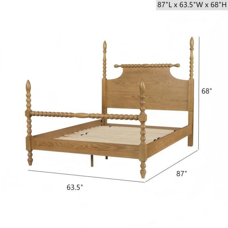 Madison Park Signature Beckett Solid Wood Low-Profile Bed Frame with Spindle Design