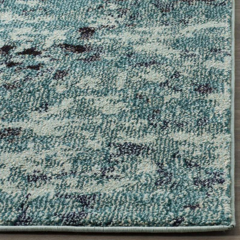 Light Blue Geometric Easy-Care Synthetic 3' x 5' Area Rug