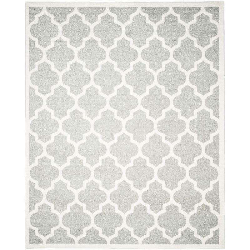 Reversible Rectangular Gray Synthetic Stain-Resistant Area Rug