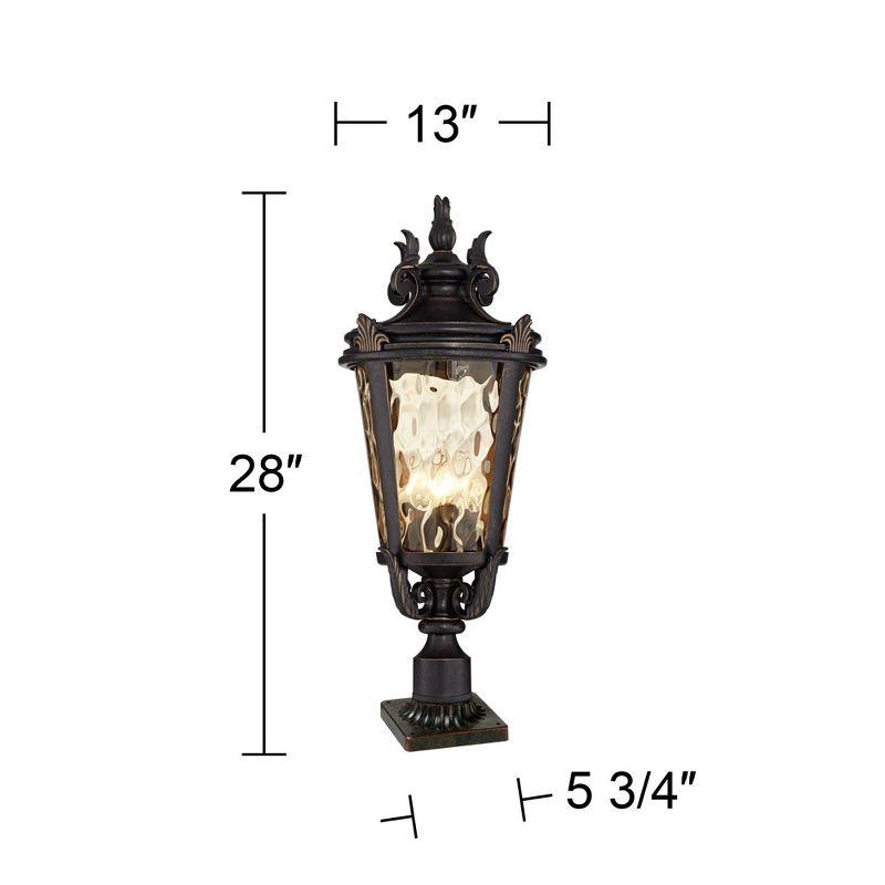 John Timberland Casa Marseille Vintage Outdoor Post Light Veranda Bronze with Pier Adaptor 28" Champagne Glass for Exterior Barn Deck House Porch Yard